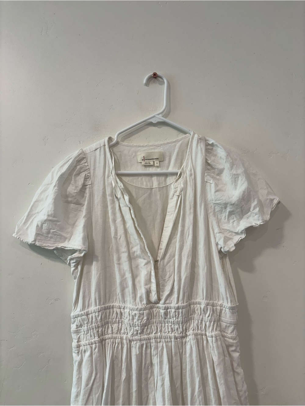 Anthropologie Somerset Lured White Tiered Maxi Dress Boho Women Size Medium - Picture 2 of 5